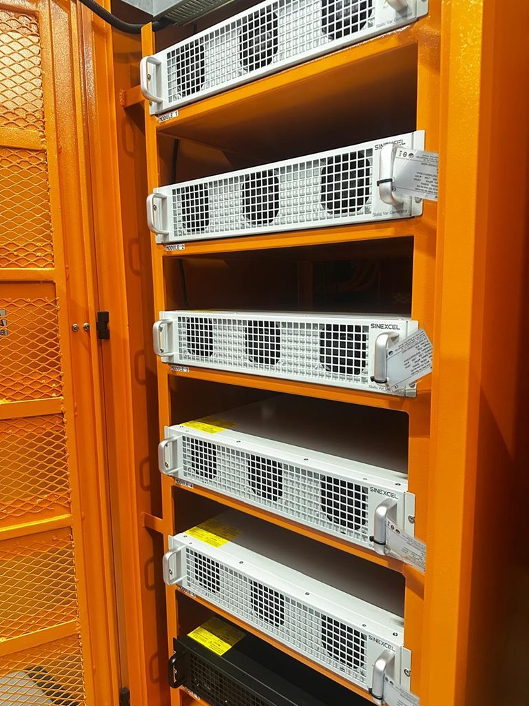 Sinexcel static var generator modules installed in a cabinet